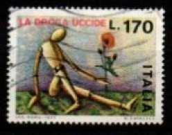 ITALIE   -   1977 .    Y&T N° 1293 Oblitéré .  Lutte Contre La Drogue.  Pantin,  Pavot. - 1971-80: Usados