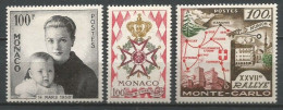 MONACO ANNEE 1958 LOT DE 3 TP N°489 à 491 NEUFS* MH TB COTE 13,85 € - Ongebruikt