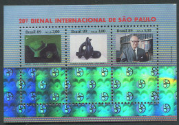 Brazil:Brasil:Unused Block Sao Paulo Art, Hologram, 1989, MNH - Neufs