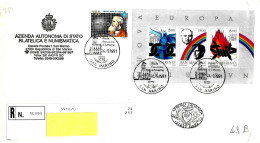 SAN MARINO - 1991 Foglietto NUOVA EUROPA E Centenario RADIO Su FDC Azienda Aut.Stato Raccomandata - FDC