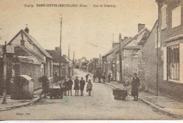 60 -   Saint-Crépin-Ibouvillers - Rue De Gournay     ** CPA Vierge Animée  Landeau ** Crédit Agricole - Nanteuil-le-Haudouin