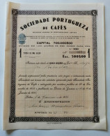 Portugal Titre 1 Action Sociedade Portuguesa De Cafés Café Timbre Fiscal 1935 Stock Certificate 1 Share Coffee Corp. - Landwirtschaft