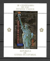 Equatorial Guinea 1975 Bicentennial Of American Revolution GOLD MS #1 MNH - Equatorial Guinea