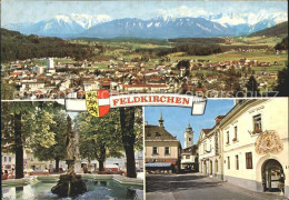 72093095 Feldkirchen Kaernten Mit Den Karawanken Brunnen Am Hauptplatz Kirche St - Autres & Non Classés