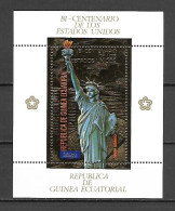 Equatorial Guinea 1975 Bicentennial Of American Revolution GOLD MS #1 MNH - Unabhängigkeit USA