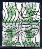 ITALIA ITALY 1957-1974 1970 S. SAN GIORGIO DI DONATELLO DENT. 14x13 1/4 FLUORESCENTE LIRE 500 QUARTINA BLOCK USATO USED - 1961-70: Afgestempeld