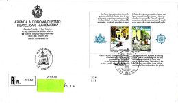 SAN MARINO - 1989 BF EUROPA - GIOCHI 2 Foglietti (1 Sul Retro Con Altri 2 Franc.) Su FDC Raccomandata Azienda Aut.Stato - FDC