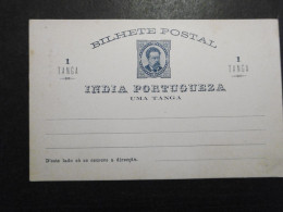 Portugisisch Indien GA Karte 1 Tanga Blau (13,5x8,6cm) */ungebraucht - Portuguese India