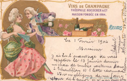 Reims Carte Publicitaire Vins De Champagne Théophile Roederer & Cie Maison Fondée En 1864 Signée Nover Art Déco Chromo - Reims