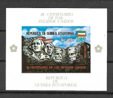 Equatorial Guinea 1975 Bicentennial Of American Revolution IMPERFORATE GOLD MS #2 MNH - Indépendance USA