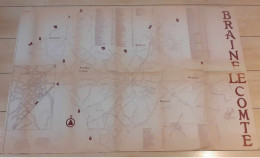 Grande Carte Géographiques ORIGINALE De BRAINE-LE-COMTE Et Ses Environs - Noms Des Rues - 115 X 75 Cm - Mapas Geográficas