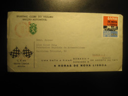 NOVA LISBOA 1971 To Madrid Spain Sporting Club Auto Racing Car 6 H Poster Stamp Vignette On Cancel Cover ANGOLA Portugal - Angola
