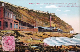 España -  BARCELONA -   Vista General Del Castillo De Montjuich Desde La Playa Del Morot - Barcelona