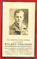 Bidprentje Roland Vergison (° Oostende 1930 - + 1949) - Militair Artillerie Brasschaat-Polygone - Overlijden