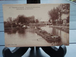 Cpa Sépia  CHALONS-SUR-MARNE Vue Prise De La Rue De Marne - Péniche - Embranchement Des Deux Canaux - Châlons-sur-Marne