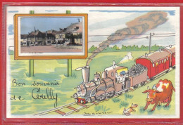 Carte Postale Fantaisie  03. Cérilly  Train Vapeur Très Beau Plan - Autres & Non Classés
