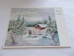 FETES FANTAISIE  BONNE ANNE  ILLUSTRATION H.ULLBERG  PAYSAGE D HIVER MAISON AU MILIEU DE LA FORET - Nieuwjaar