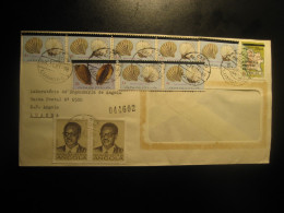 LUANDA 1981 To Falls Church USA 11 Stamp Shell Map Neto Cancel Cover ANGOLA Portuguese Area Portugal - Angola