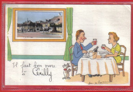 Carte Postale Fantaisie  03. Cérilly  Une Bonne Table   Très Beau Plan - Andere & Zonder Classificatie