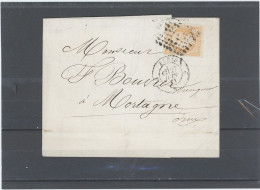 FRANCE - N°16a- / LAC  PARIS POUR MORTAGNE -Obl LOSANGE BATON J -CàD 27 JUIN 61 - 1862 Napoléon III.