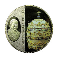 Vatican Medal Pope Pius IX Tiara & Cameo 50mm Gold Plated Gems CoA 01609 - Autres & Non Classés