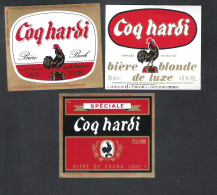 BRASSERIE DU COQ HARDI - BIERE BOCK - BIERE BLONDE DE LUXE - BIERE DE GRAND LUXE   -    3 BIERETIKETTEN  (BE 084) - Beer