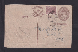 2 P. Fahlbraun Ganzsache (W.v.W. P 8ac) - Mit Zufrankatur Nach Indien - Nepal