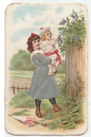 Chromo - Chocolat Poulain - Jeune Fille Et Enfant - Série Chromos Satins - Advertising