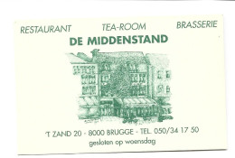 Brugge Restaurant Brasserie De Middenstand 't Zand Visitekaartje Bruges Etiquette Htje - Visitekaartjes