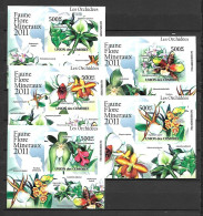 Comores 2011 Flowers - Orchids Set Of 5 IMPERFORATE MS MNH - Orchids