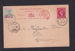 1895 - 4 C. Ganzsache Mit 2 C. Zufrankiert Nach Ulm - Ohne Text - Seychelles (...-1976)