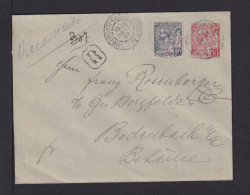 1907 - 10 C. Ganzsache Mit 40 C. Zufrankiert Als Einschreiben Ab Monte-Carlo Nach Bodenbach - Storia Postale