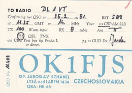 AK 213555 QSL - Czechoslovakia - Lysa Nad Labem - Amateurfunk