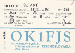 AK 213555 QSL - Czechoslovakia - Lysa Nad Labem - Radio Amatoriale