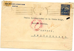 BULGARIE.USA. 1918. "AMERICAN LEGATION - SOFIA".POUR CICR GENÈVE (SUISSE). - 1. Weltkrieg 1914-1918