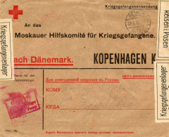 ALLEMAGNE.1917.."CAMP DE REISEN I POSEN".SEUL CAMP EMPLOYANT DES BANDES DE CENSURE.CROIX-ROUGE COPENHAGUE. - Cruz Roja