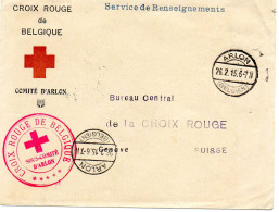 BELGIQUE.1915."CROIX-ROUGE ARLON -BUREAU RENS.OTAGES ET PRIS.GUERRE". - WW I