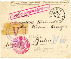 FRANCE.1915.RARE. FM."CORSE/DEPOT DES EVACUÉS/INTERNÉS CIVILS".CENSURES "V"..ALLEMANDE. - WW I