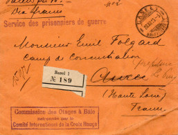 SUISSE.1915. RARE LETTRE CHARGÉE POUR UN OTAGE.FRANCE. "CAMP DE CONCENTRATION D'AUREC"(HTE LOIRE). - Storia Postale