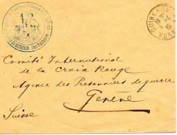 FRANCE.1915.FM."DEPOT PRISONNIERS DE GUERRE DE BELLE-ILE..." POUR C.I.C.R.GENÈVE (SUISSE) - WW I