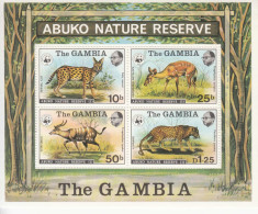 1976 Gambia WWF Abuka Nature Reserve Cats Leopard Serval Souvenir Sheet MNH - Gambie (1965-...)