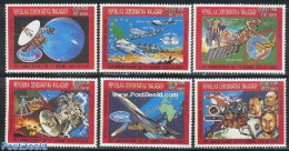 Madagascar 1990 Moonlanding Anniversary 6v, Mint NH, Nature - Transport - Birds Of Prey - Elephants - Aircraft & Aviat.. - Airplanes