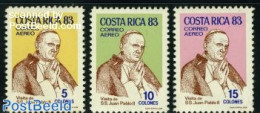 Costa Rica 1983 Pope John Paul II 3v, Mint NH, Religion - Pope - Religion - Päpste
