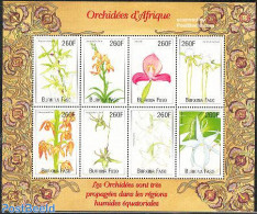 Burkina Faso 2000 Orchids 8v M/s, Angraecum, Mint NH, Nature - Flowers & Plants - Orchids - Autres & Non Classés