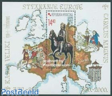Croatia 2001 Carolus Magnus S/s, Mint NH, History - Nature - Various - Europa Hang-on Issues - History - Horses - Maps - Idées Européennes