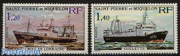 Saint Pierre And Miquelon 1976 Fishing Ships 2v, Mint NH, Nature - Transport - Fishing - Ships And Boats - Fishes