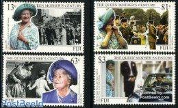 Fiji 1999 Queen Mother 4v, Mint NH, History - Transport - Kings & Queens (Royalty) - Automobiles - Familias Reales