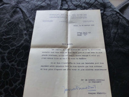 VP-218 ,Autographe De Jacques Dumesnil Sur Document Du Syndicat National Des Acteurs, 1950 - Schauspieler Und Komiker