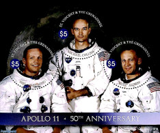 Saint Vincent 2018 Apollo 11 50th Anniversary S/s, Mint NH, Transport - Space Exploration - St.Vincent (1979-...)