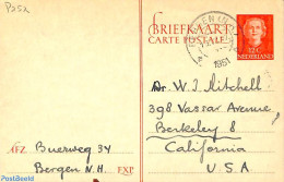 Netherlands 1951 Postcard 12c, Red, Used Postal Stationary - Brieven En Documenten